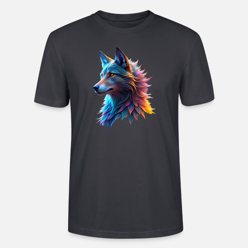 Fantasy Wolfskopf - Stanley/Stella Unisex Bio-T-Shirt CRAFTER - Dunkles Graublau