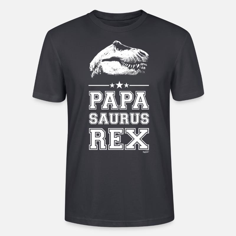Papa Saurus Rex - Stanley/Stella Unisex Bio-T-Shirt CRAFTER - Dunkles Graublau