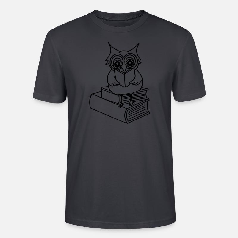 Eule, Bücher - Stanley/Stella Unisex Bio-T-Shirt CRAFTER - Dunkles Graublau