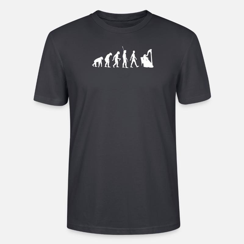 Evolution Harfe - Harfenspielerin Musikliebe - Stanley/Stella Unisex Bio-T-Shirt CRAFTER - Dunkles Graublau