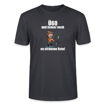 ü60 Geschenk zum 60. Geburtstag Angler Geschenk - Stanley/Stella Unisex Bio-T-Shirt CRAFTER - Dunkles Graublau - Vorne - Alina (178cm) & Michal (187cm)