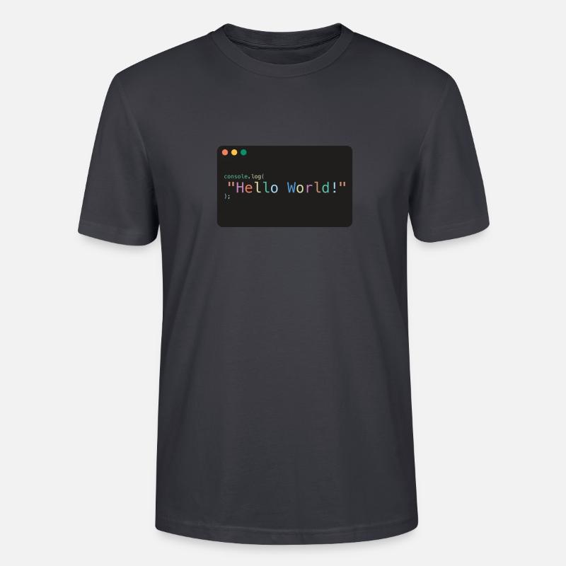 Hello World JavaScript console.log - Stanley/Stella Unisex Bio-T-Shirt CRAFTER - Dunkles Graublau