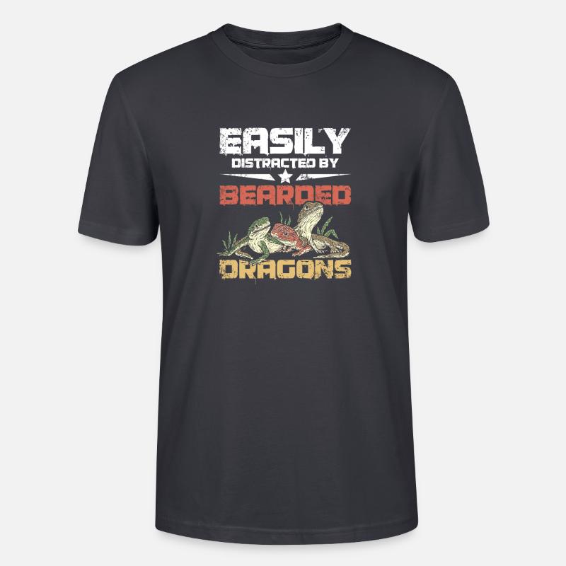 Easily distracted by bearded dragons - Stanley/Stella Unisex Bio-T-Shirt CRAFTER - Dunkles Graublau