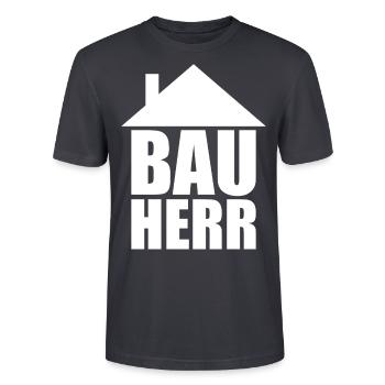 Bauherr Hausbau - Stanley/Stella Unisex Bio-T-Shirt CRAFTER - Dunkles Graublau - Vorne - Alina (178cm) & Michal (187cm)