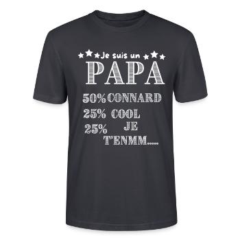 DAD 50% ASSHOLE, 25% COOL, 25% I'EM YOU........ - Stanley/Stella CRAFTER Unisex Organic T-Shirt - India Ink Grey - Front - Alina (178cm) & Michal (187cm)
