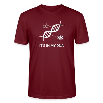 Cannabis leaf DNA - Stanley/Stella CRAFTER Unisex Organic T-Shirt - burgundy - Front - Alina (178cm) & Michal (187cm)