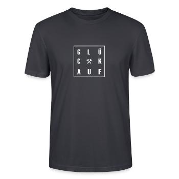 Glück Auf - Stanley/Stella Unisex Bio-T-Shirt CRAFTER - Dunkles Graublau - Vorne - Alina (178cm) & Michal (187cm)