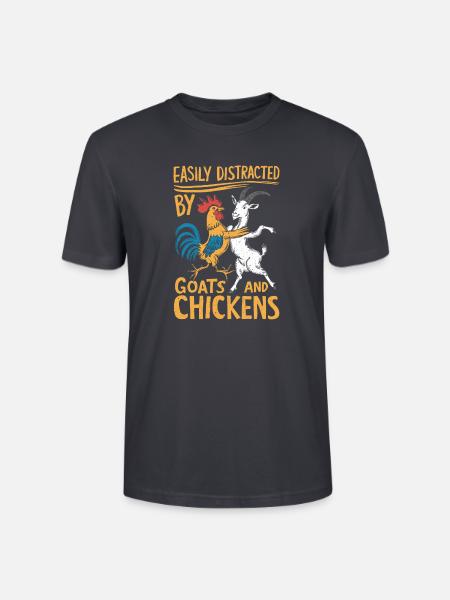 Ablenkung durch Ziegen und Hühner - Stanley/Stella Unisex Bio-T-Shirt CRAFTER - Dunkles Graublau