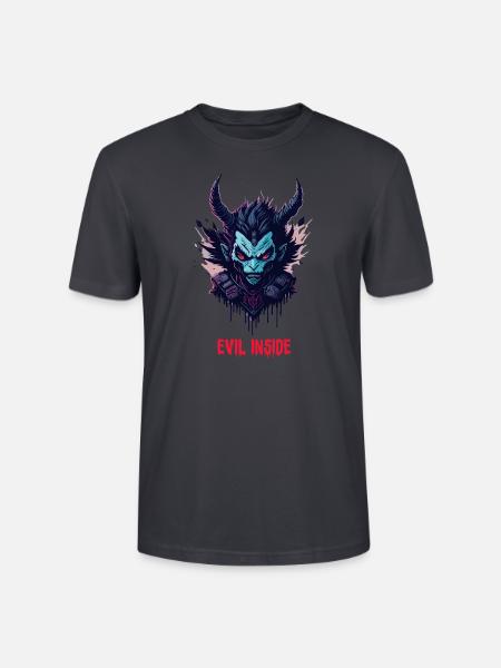 Hard Fashion - Evil Inside - Stanley/Stella Unisex Bio-T-Shirt CRAFTER - Dunkles Graublau