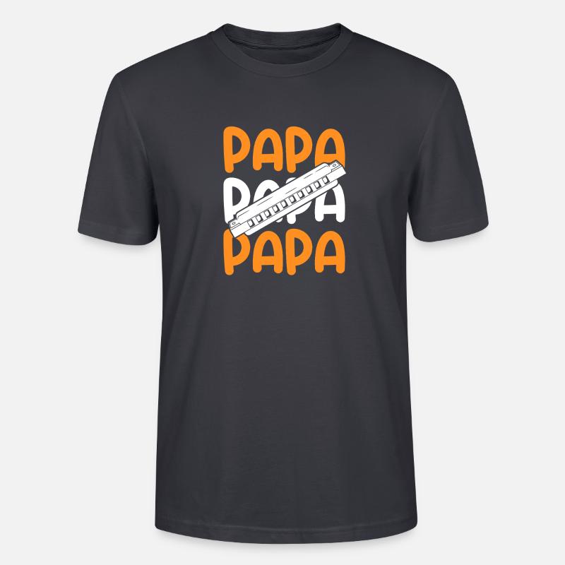 Harmonica Dad Father Harmonica - Stanley/Stella CRAFTER Unisex Organic T-Shirt - India Ink Grey