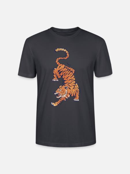 Fierce - Tiger - Stanley/Stella CRAFTER Unisex Organic T-Shirt - India Ink Grey