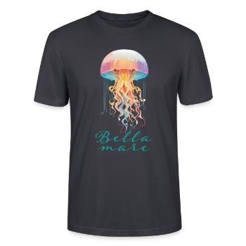 Jument Bella - T-shirt bio CRAFTER Stanley Stella Unisexe - bleu gris foncé - Devant - Alina (178cm) & Michal (187cm)