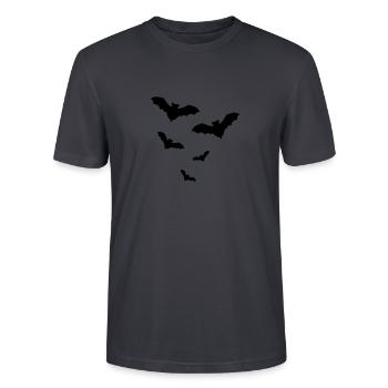Bat bats - Stanley/Stella CRAFTER Unisex Organic T-Shirt - India Ink Grey - Front - Alina (178cm) & Michal (187cm)