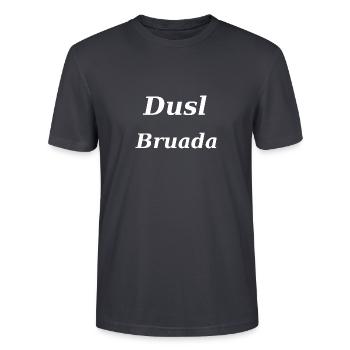 Duslbruada, Glückspilz auf bayerisch - Stanley/Stella Unisex Bio-T-Shirt CRAFTER - Dunkles Graublau - Vorne - Alina (178cm) & Michal (187cm)