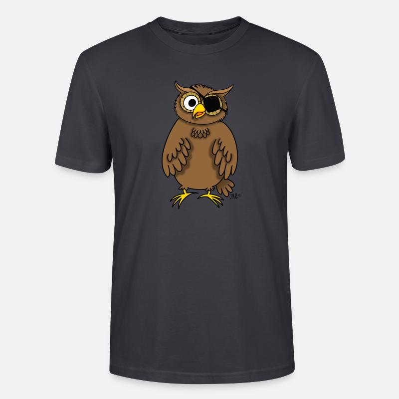 Pirateneule (Eule mit Augenklappe) - Stanley/Stella Unisex Bio-T-Shirt CRAFTER - Dunkles Graublau