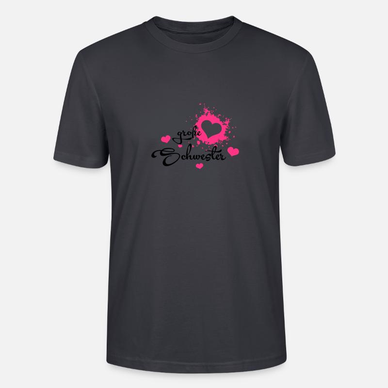 Große Schwester mit Herzchen - Stanley/Stella Unisex Bio-T-Shirt CRAFTER - Dunkles Graublau