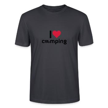 I love camping Wohnmobil - T-shirt bio CRAFTER Stanley Stella Unisexe - bleu gris foncé - Devant - Alina (178cm) & Michal (187cm)