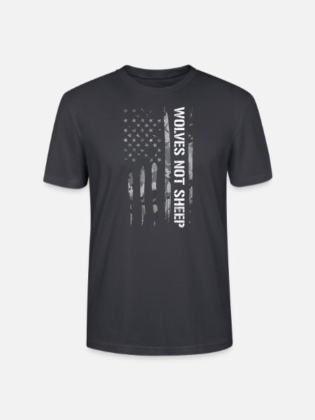 Wolves Not Sheep - American Flag - Stanley/Stella Unisex Bio-T-Shirt CRAFTER - Dunkles Graublau