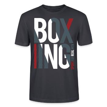 Boxen - Stanley/Stella Unisex Bio-T-Shirt CRAFTER - Dunkles Graublau - Vorne - Alina (178cm) & Michal (187cm)