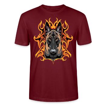 Malinois Flash - Stanley/Stella CRAFTER Unisex Organic T-Shirt - burgundy - Front - Alina (178cm) & Michal (187cm)