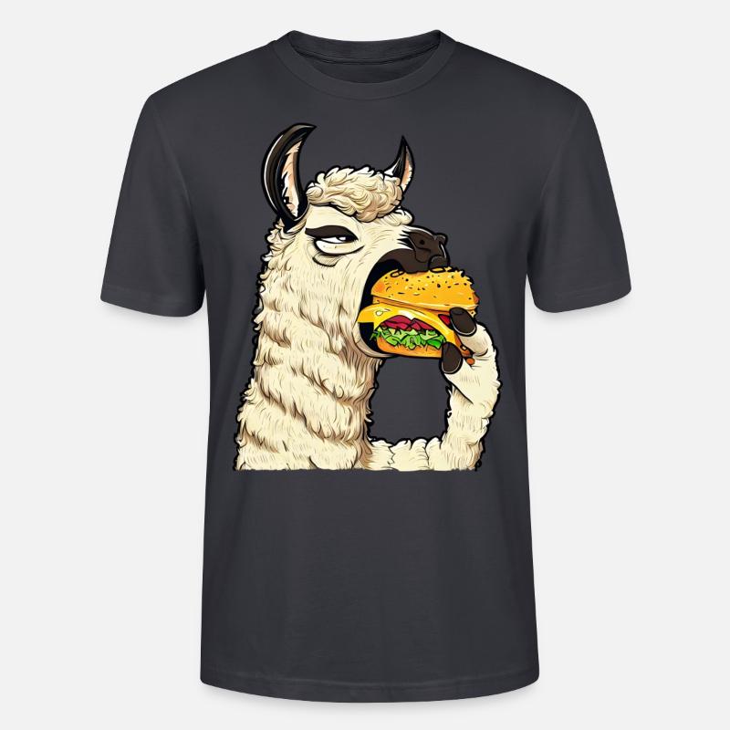 Cheeseburger essendes Lama - Stanley/Stella Unisex Bio-T-Shirt CRAFTER - Dunkles Graublau