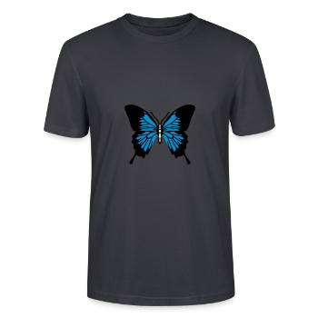 Schmetterling - Stanley/Stella Unisex Bio-T-Shirt CRAFTER - Dunkles Graublau - Vorne - Alina (178cm) & Michal (187cm)