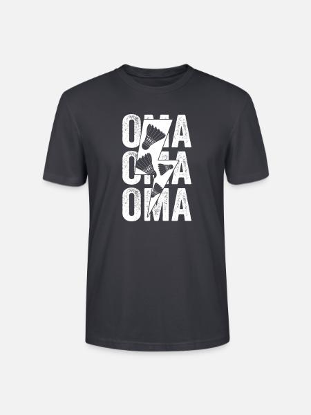 Federball Oma Großmutter Badminton - Stanley/Stella Unisex Bio-T-Shirt CRAFTER - Dunkles Graublau