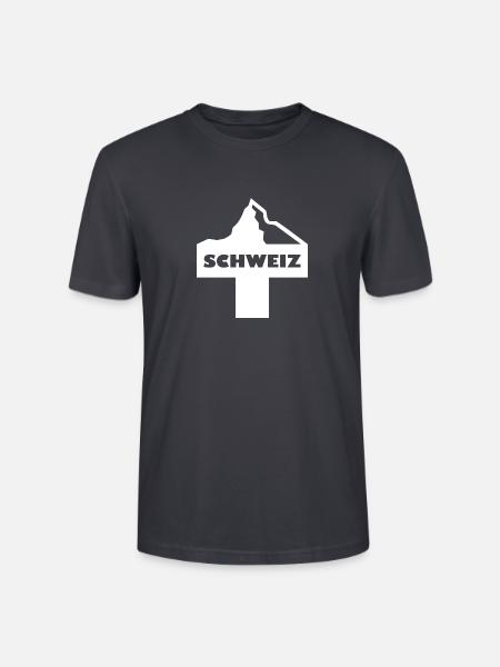 Schweizerkreuz mit Berg - Stanley/Stella Unisex Bio-T-Shirt CRAFTER - Dunkles Graublau