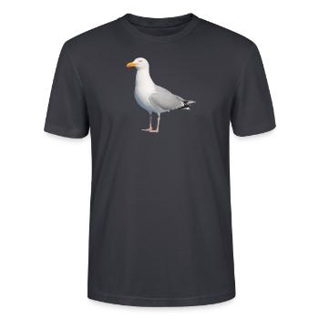 Möwe__Nordisch - Stanley/Stella Unisex Bio-T-Shirt CRAFTER - Dunkles Graublau - Vorne - Alina (178cm) & Michal (187cm)