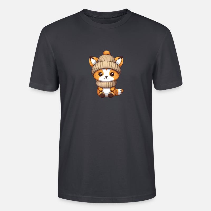 Fuchs Winter Comic - Stanley/Stella Unisex Bio-T-Shirt CRAFTER - Dunkles Graublau