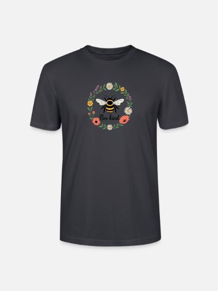 Biene im Blumenkranz Design - Stanley/Stella Unisex Bio-T-Shirt CRAFTER - Dunkles Graublau