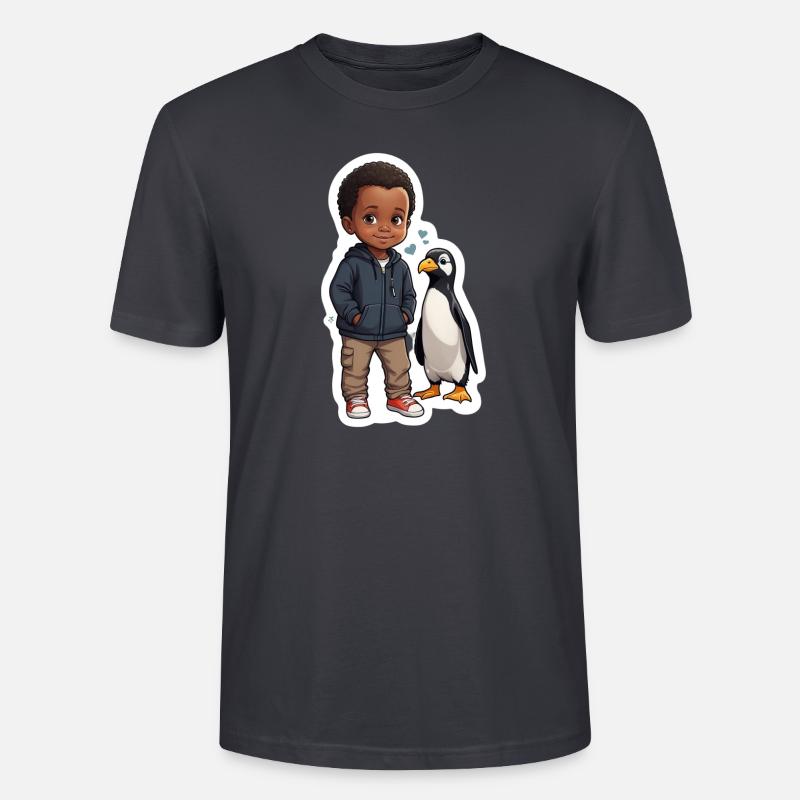 Pinguin Freunde Kind Geschenkidee - Stanley/Stella Unisex Bio-T-Shirt CRAFTER - Dunkles Graublau