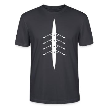 Vierer Ruderboot - Stanley/Stella Unisex Bio-T-Shirt CRAFTER - Dunkles Graublau - Vorne - Alina (178cm) & Michal (187cm)