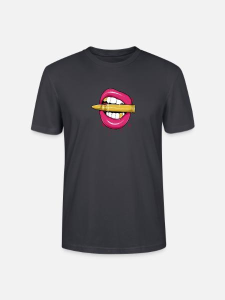 Lips and bullet - Stanley/Stella CRAFTER Unisex Organic T-Shirt - India Ink Grey