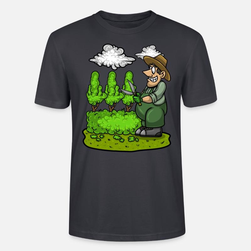 Gartengärtner Schnitthecke Mittelfinger Gartenarbeit - Stanley/Stella Unisex Bio-T-Shirt CRAFTER - Dunkles Graublau
