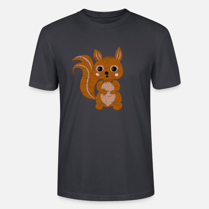 Süßes Kawaii Eichhörnchen - Stanley/Stella Unisex Bio-T-Shirt CRAFTER - Dunkles Graublau
