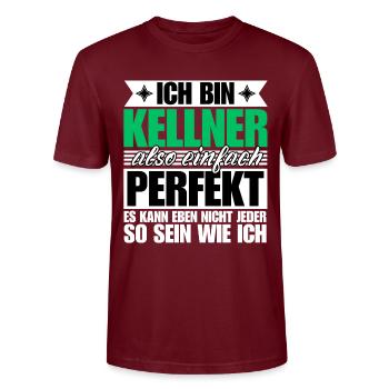 Perfekter Kellner - Stanley/Stella Unisex Bio-T-Shirt CRAFTER - Burgunderrot - Vorne - Alina (178cm) & Michal (187cm)