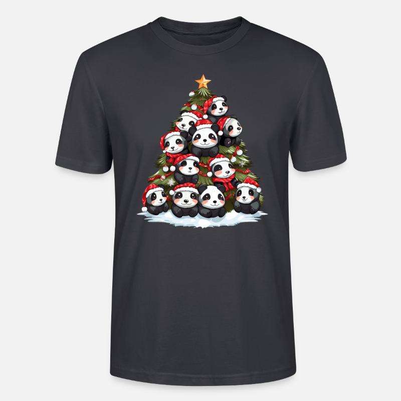 Panda de Noël sapin sapin - T-shirt bio CRAFTER Stanley Stella Unisexe - bleu gris foncé