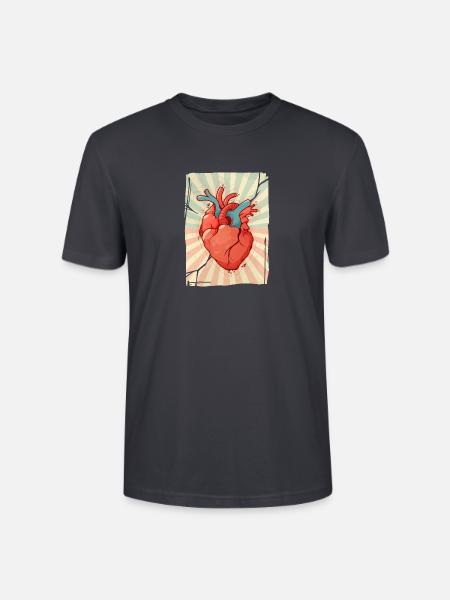 Blaues und rotes Herz - Stanley/Stella Unisex Bio-T-Shirt CRAFTER - Dunkles Graublau