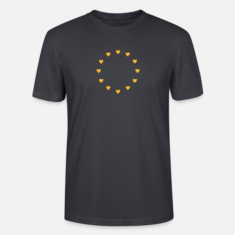 Symbole de l’Europe, cœurs, drapeau étoilé de l’UE - T-shirt bio CRAFTER Stanley Stella Unisexe - bleu gris foncé