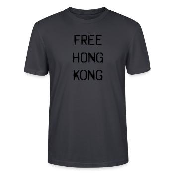 Free Hong Kong - Stanley/Stella Unisex Bio-T-Shirt CRAFTER - Dunkles Graublau - Vorne - Alina (178cm) & Michal (187cm)