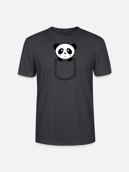 panda in a pocket - Stanley/Stella CRAFTER Unisex Organic T-Shirt - India Ink Grey
