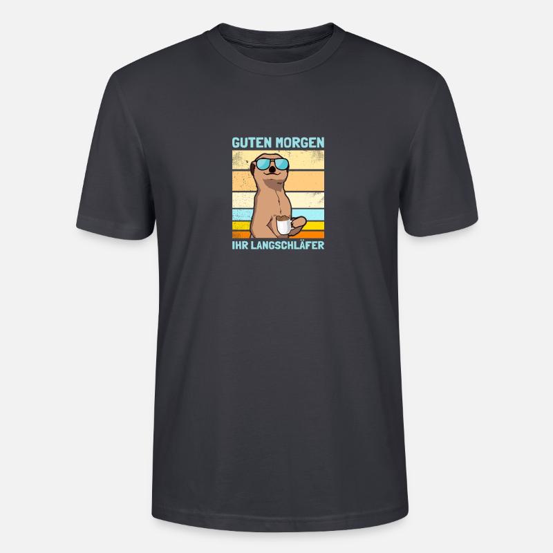 Erdmännchen Kaffee Kaffeeliebhaber Kaffeetrinker - Stanley/Stella Unisex Bio-T-Shirt CRAFTER - Dunkles Graublau