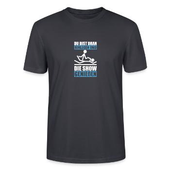 Du bist dran Physiotherapie Physio Physiotherapeut - Stanley/Stella Unisex Bio-T-Shirt CRAFTER - Dunkles Graublau - Vorne - Alina (178cm) & Michal (187cm)