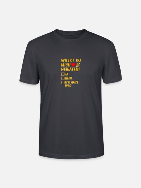 Heiraten? Heiratsantrag Hochzeitsantrag - Stanley/Stella Unisex Bio-T-Shirt CRAFTER - Dunkles Graublau