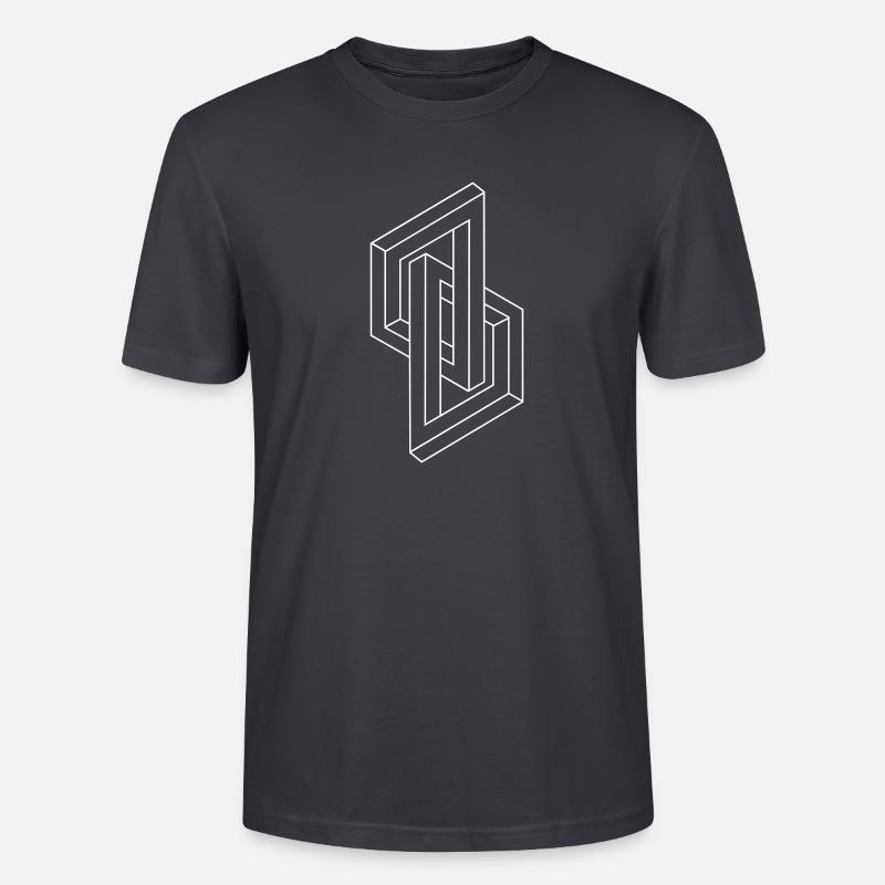 Optical Illusion - Impossible figure - Geometry - Stanley/Stella Unisex Bio-T-Shirt CRAFTER - Dunkles Graublau