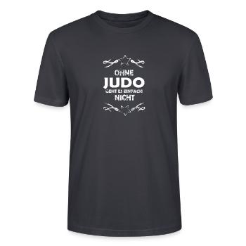 Judo - Stanley/Stella Unisex Bio-T-Shirt CRAFTER - Dunkles Graublau - Vorne - Alina (178cm) & Michal (187cm)