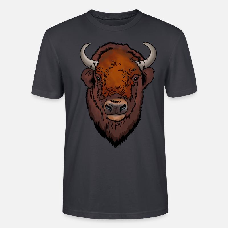 Bison Kopf - Stanley/Stella Unisex Bio-T-Shirt CRAFTER - Dunkles Graublau