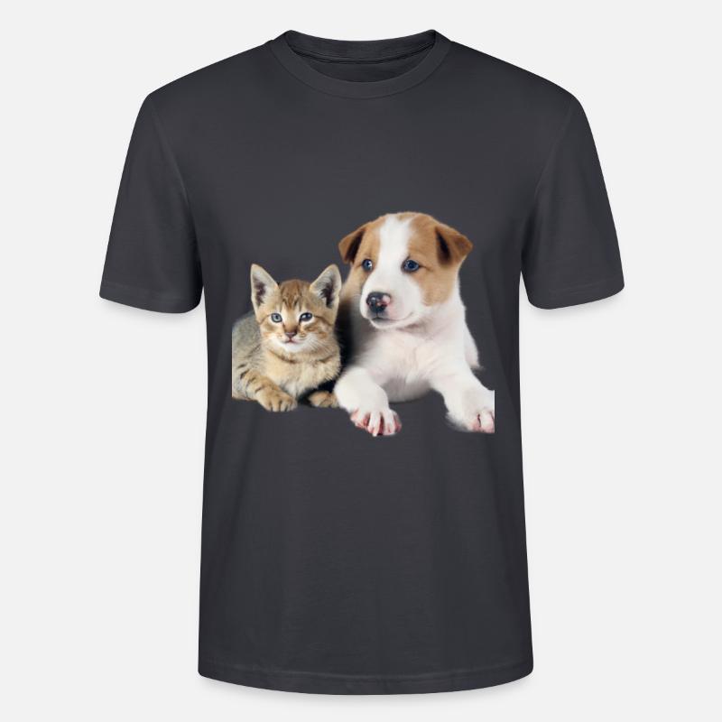 Chiot et chaton mignons - T-shirt bio CRAFTER Stanley Stella Unisexe - bleu gris foncé