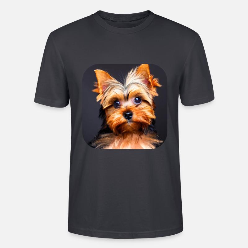 Yorkshire Terrier Chiot - T-shirt bio CRAFTER Stanley Stella Unisexe - bleu gris foncé